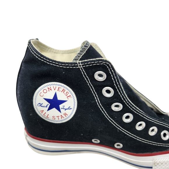 Converse Black and White High-Top Sneakers with Platform Hidden Wedge Size 8 - Picture 6 of 10